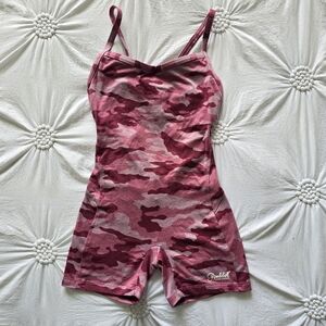 Bombshell Sportswear Pink Camo Jumpsuit Shorts